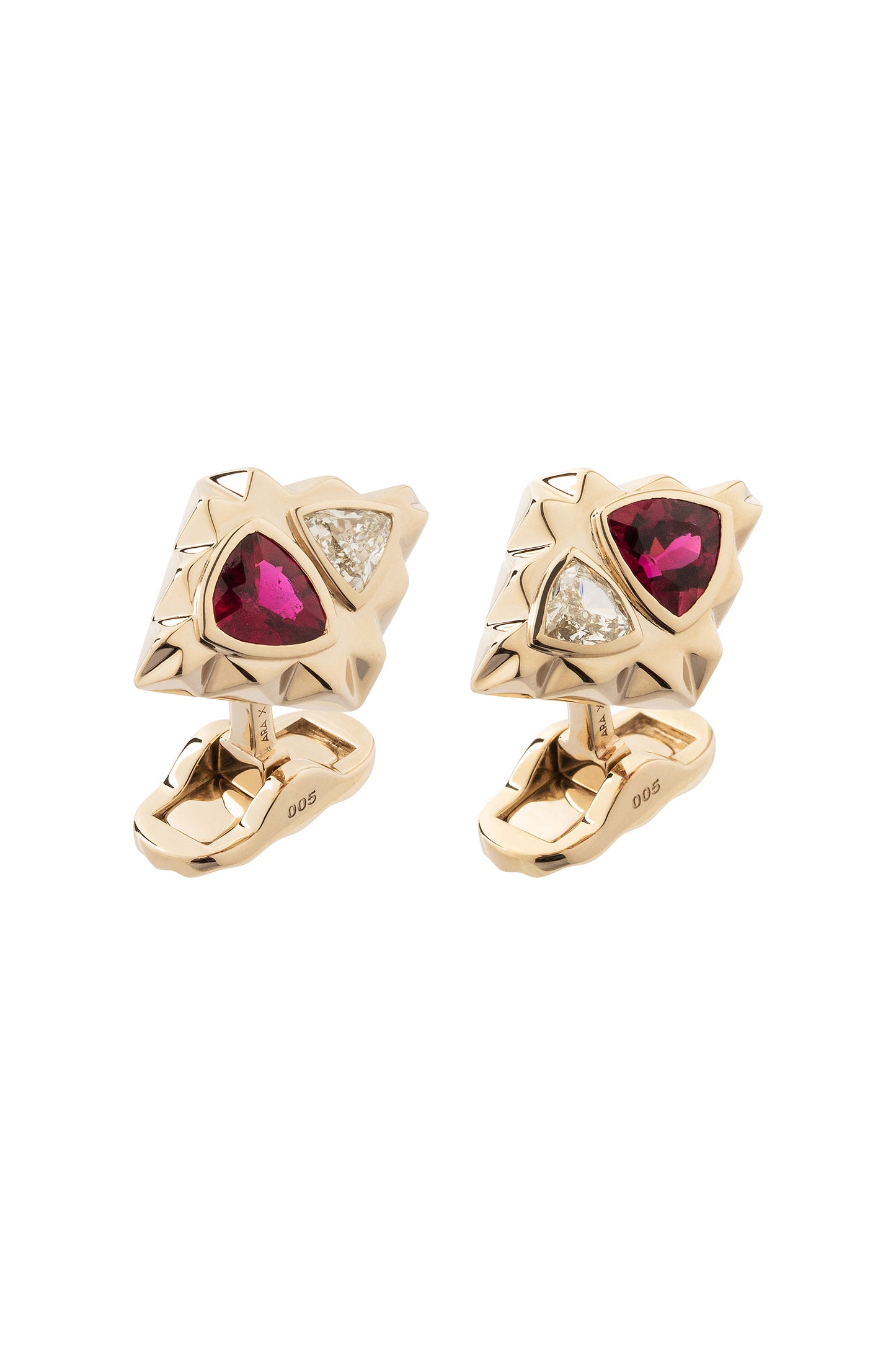 Abotoaduras ARA X MR DEAN de Turmalinas rosas com diamantes em ouro 18k branco.
