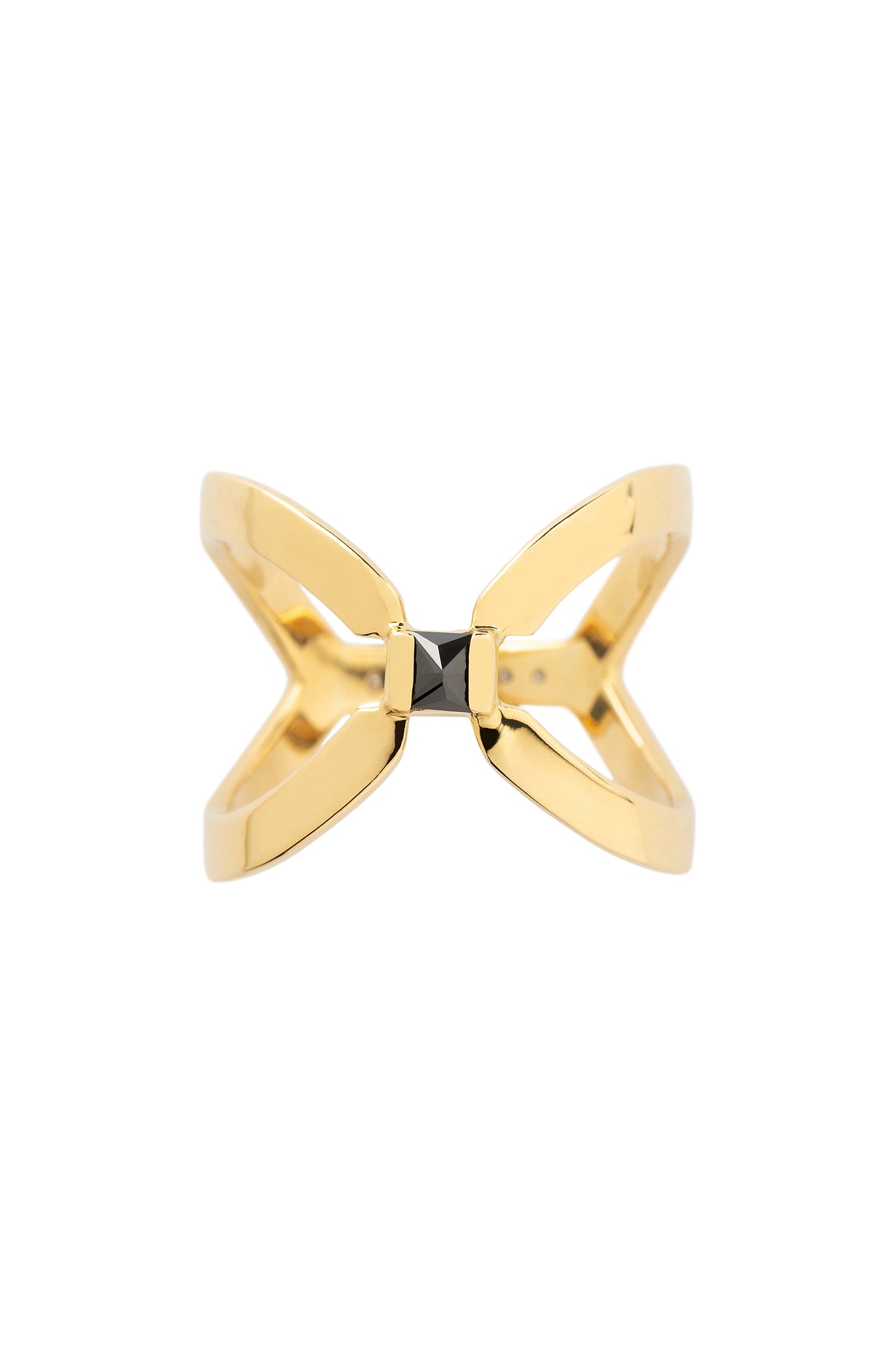 Anel de diamante negro com diamantes brancos