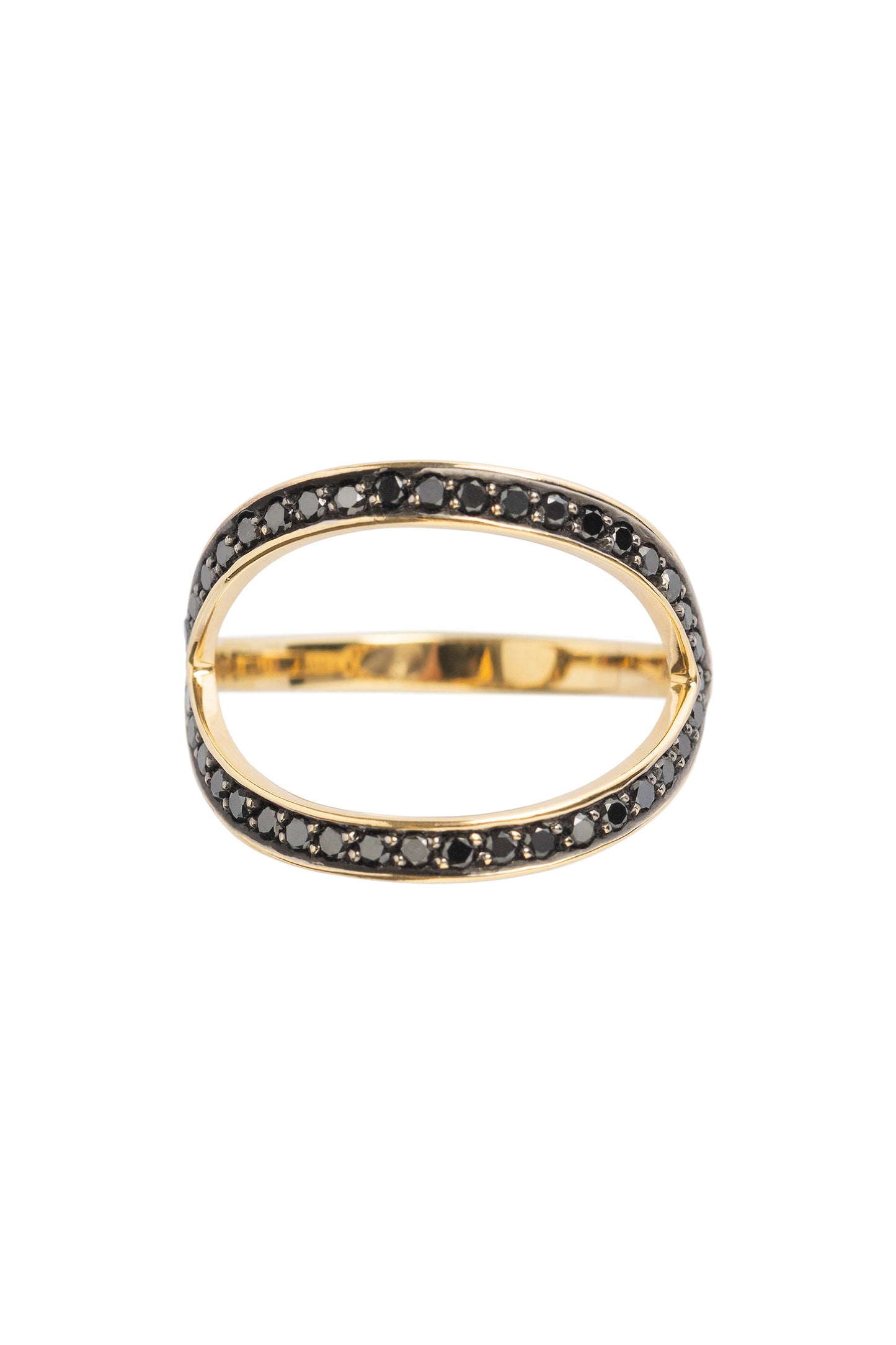 Anel de diamantes negros em ouro 18k amarelo