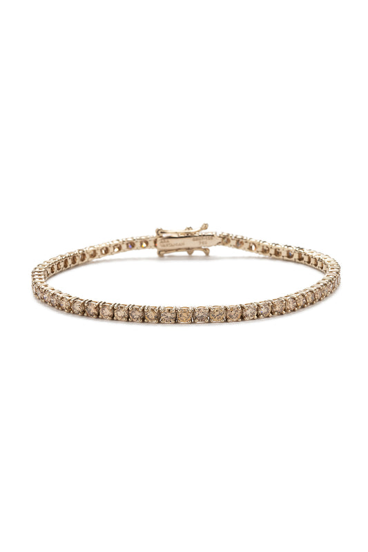 Pulseira tennis de diamantes brown em ouro 18k branco