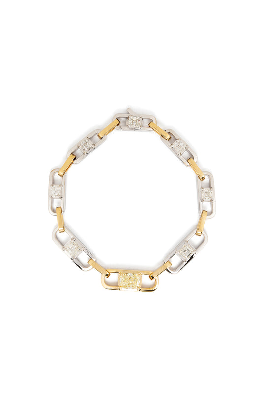Pulseira River Chain de diamantes fancy yellow e diamantes brancos