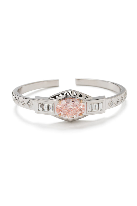 Pulseira de diamante fancy intense orangy pink com diamantes brancos