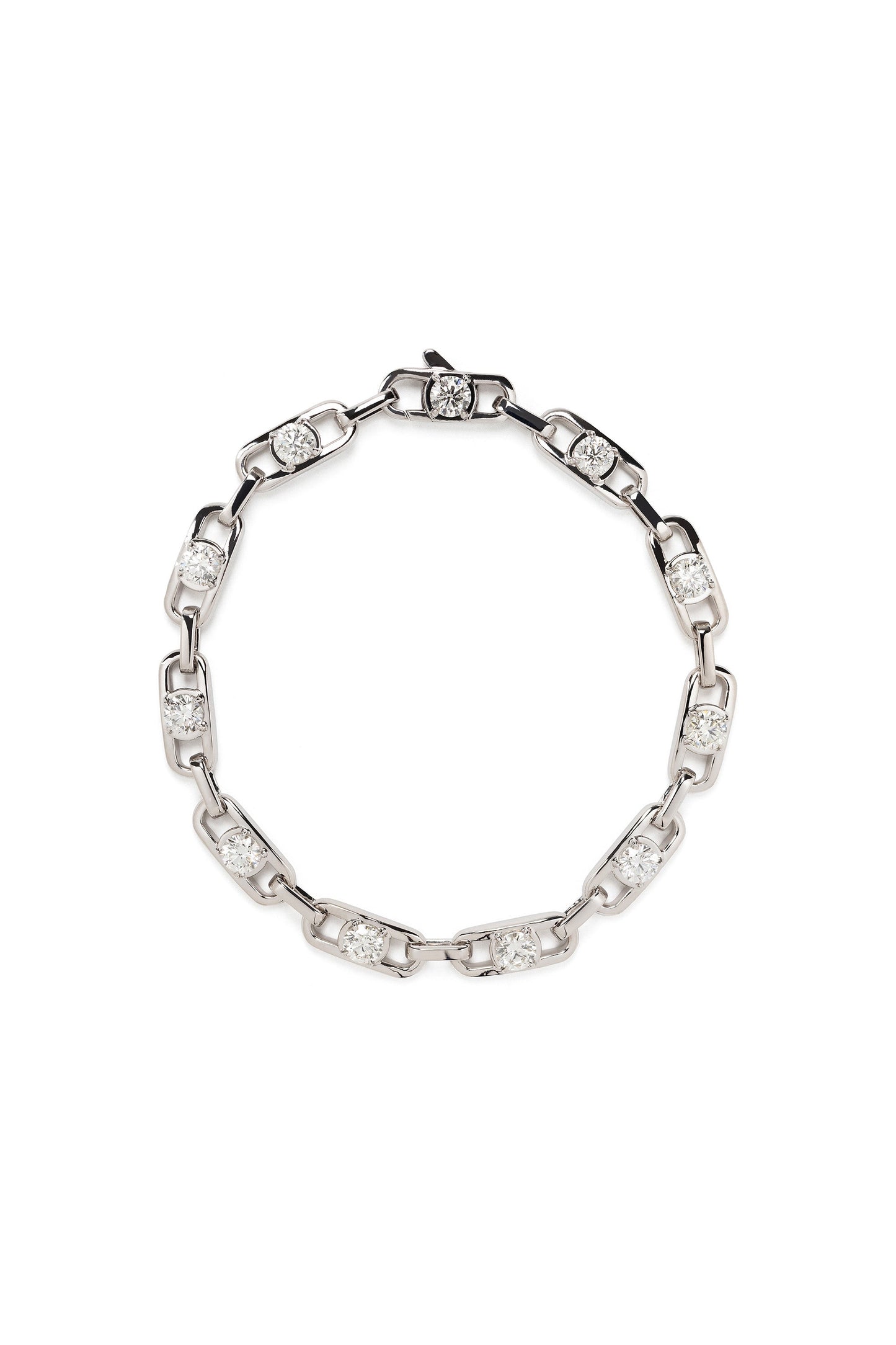 Pulseira River Chain de diamantes brancos em ouro 18k branco