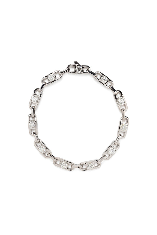 Pulseira River Chain de diamantes brancos em ouro 18k branco