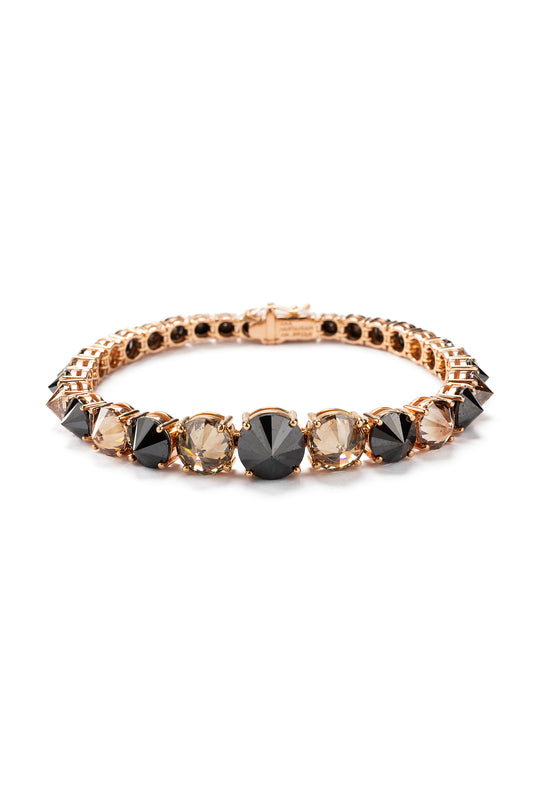 Pulseira de diamantes negros invertidos com diamantes brown