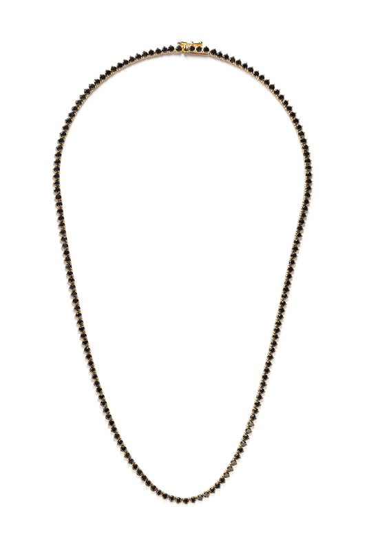 Colar Riviera de diamantes negros em ouro 18k amarelo.