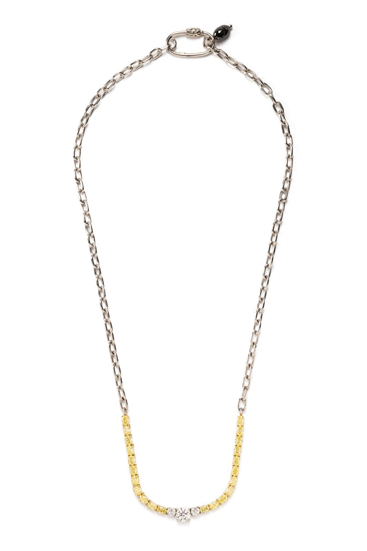 Colares River Chain de diamantes Fancy Yellow com diamantes e diamantes negros em ouro 18k branco e amarelo.