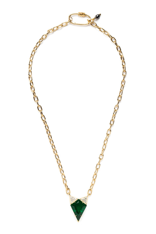 Colar River Chain de Esmeralda com diamantes e diamantes negros em ouro 18k branco e amarelo..