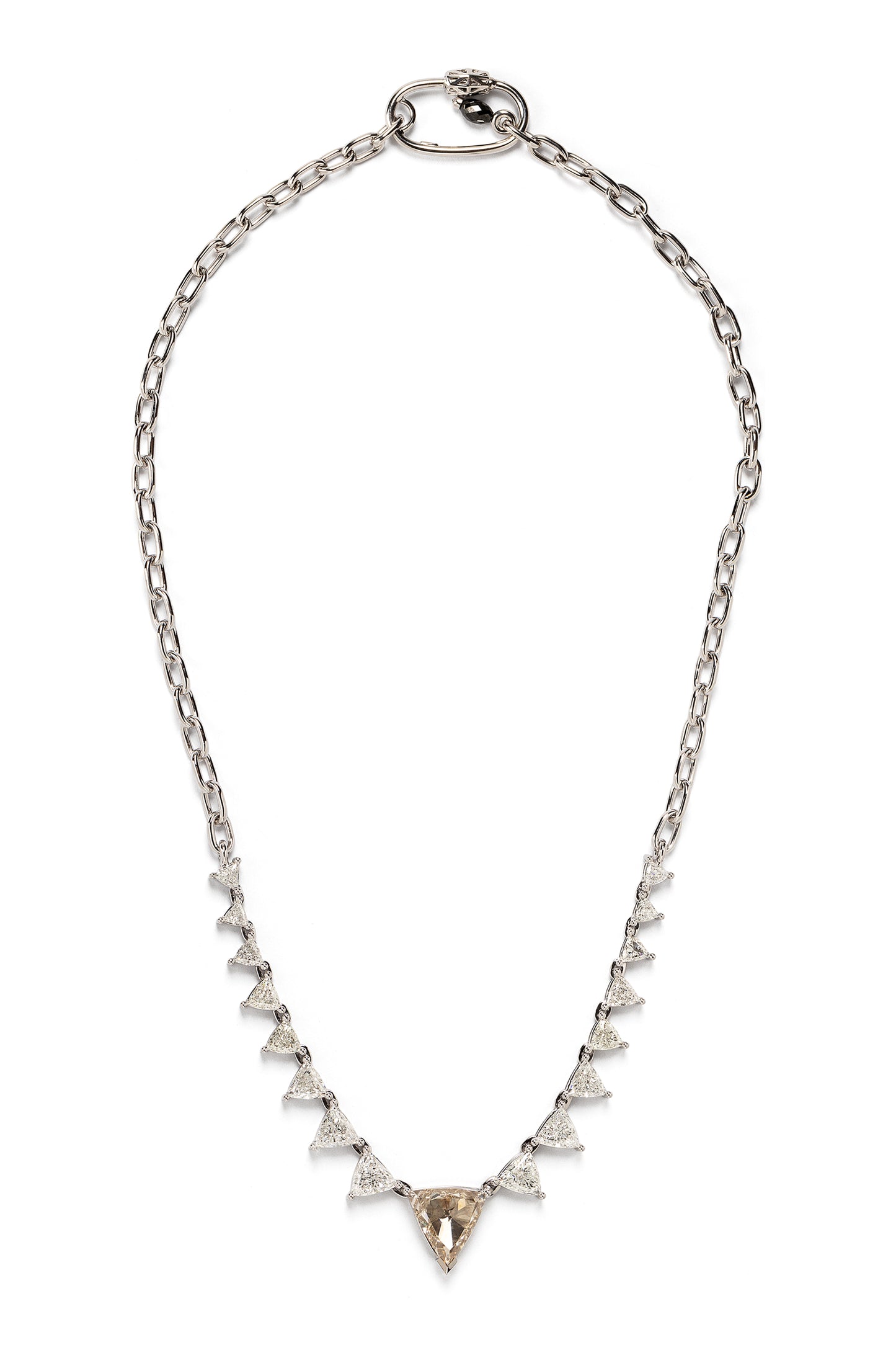 Colar River Chain de diamante very light brown com diamantes brancos