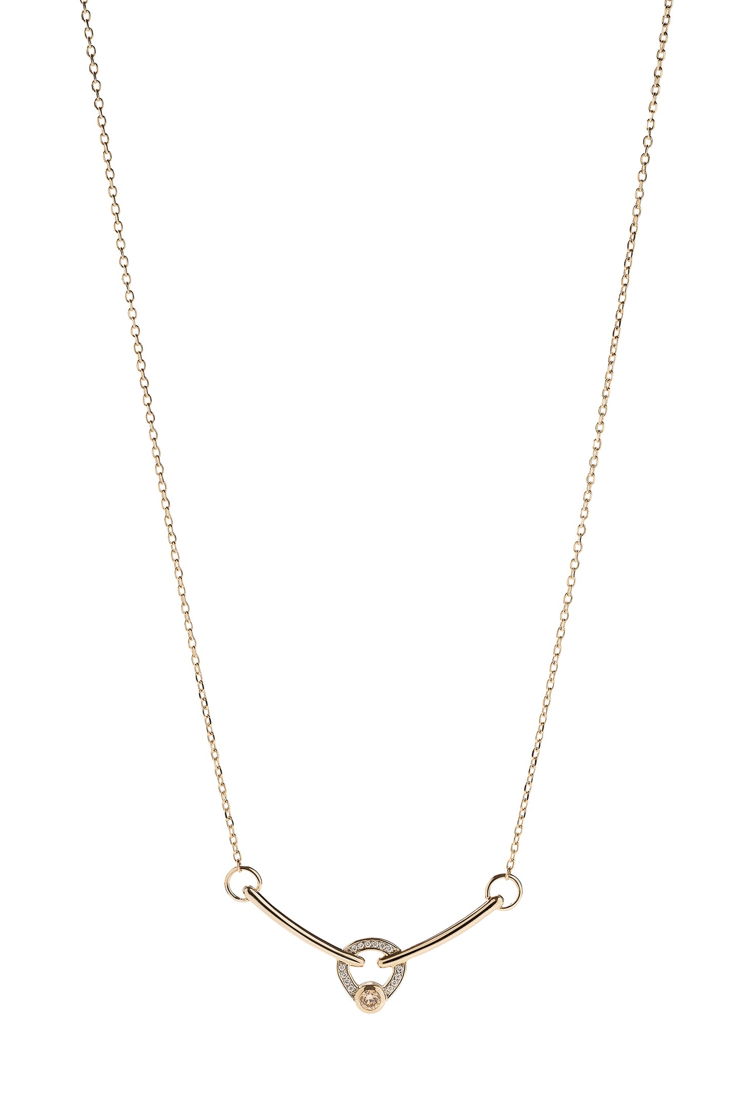 Pendente Smile de diamante brown com diamantes brancos em ouro 18k branco