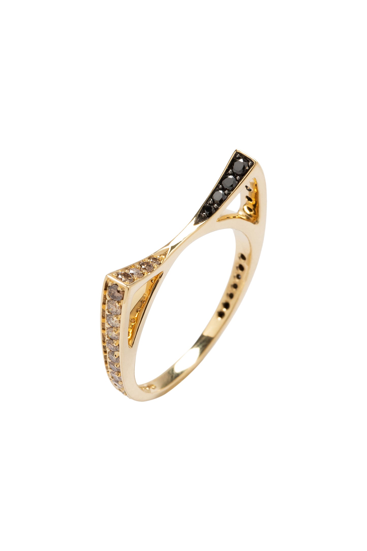 Cat ring de diamantes brown com diamantes negros