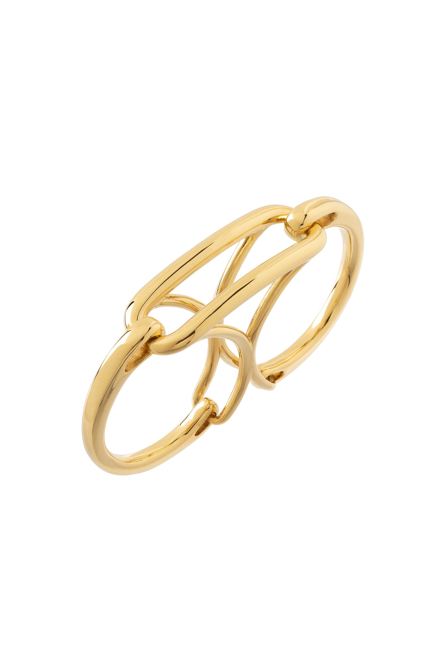 Anel ARA X MR DEAN de dois dedos articulado em ouro 18k amarelo.