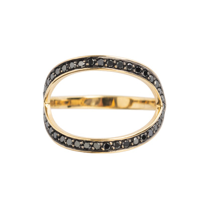 Anel de diamantes negros em ouro 18k amarelo