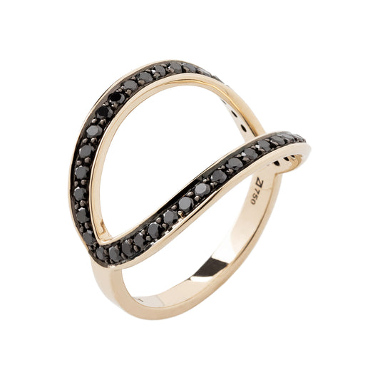 Anel com diamantes negros em ouro 18k branco