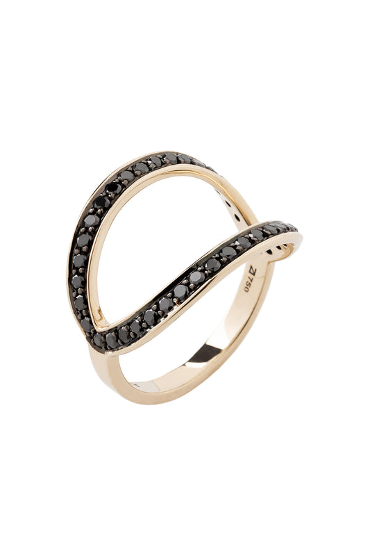 Anel com diamantes negros em ouro 18k branco