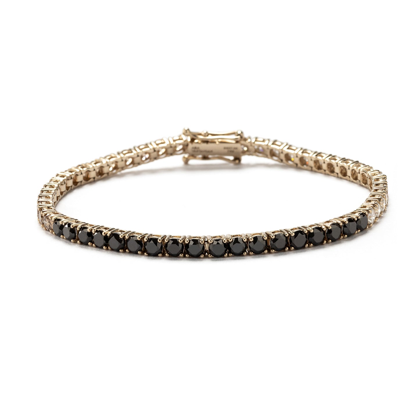 Pulseira Riviera de diamantes negros, brancos e brown