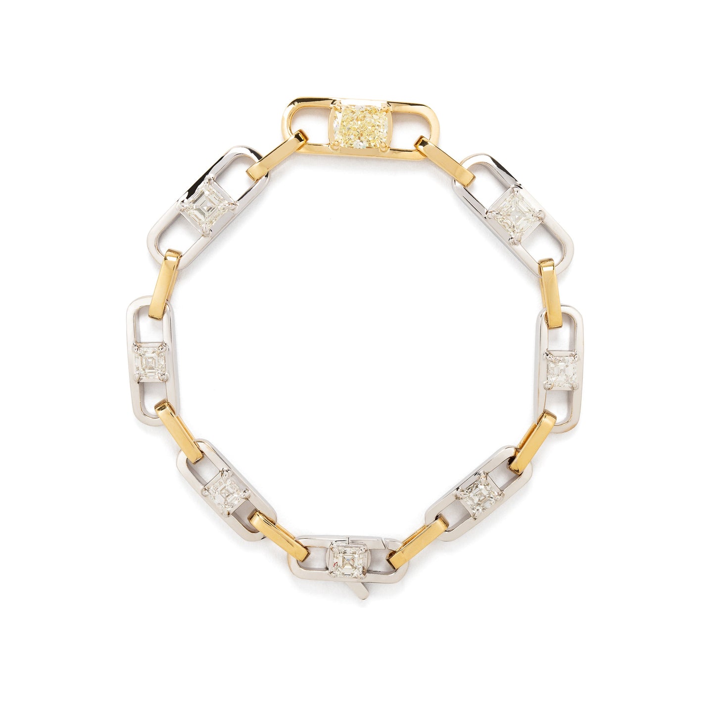 Pulseira River Chain de diamantes fancy yellow e diamantes brancos