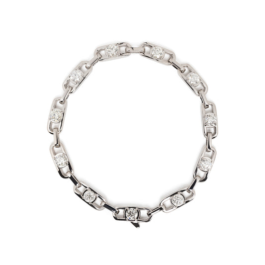 Pulseira River Chain de diamantes brancos em ouro 18k branco