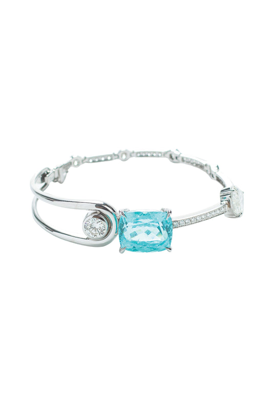 Pulseira Biela de turmalina Paraiba com diamantes brancos