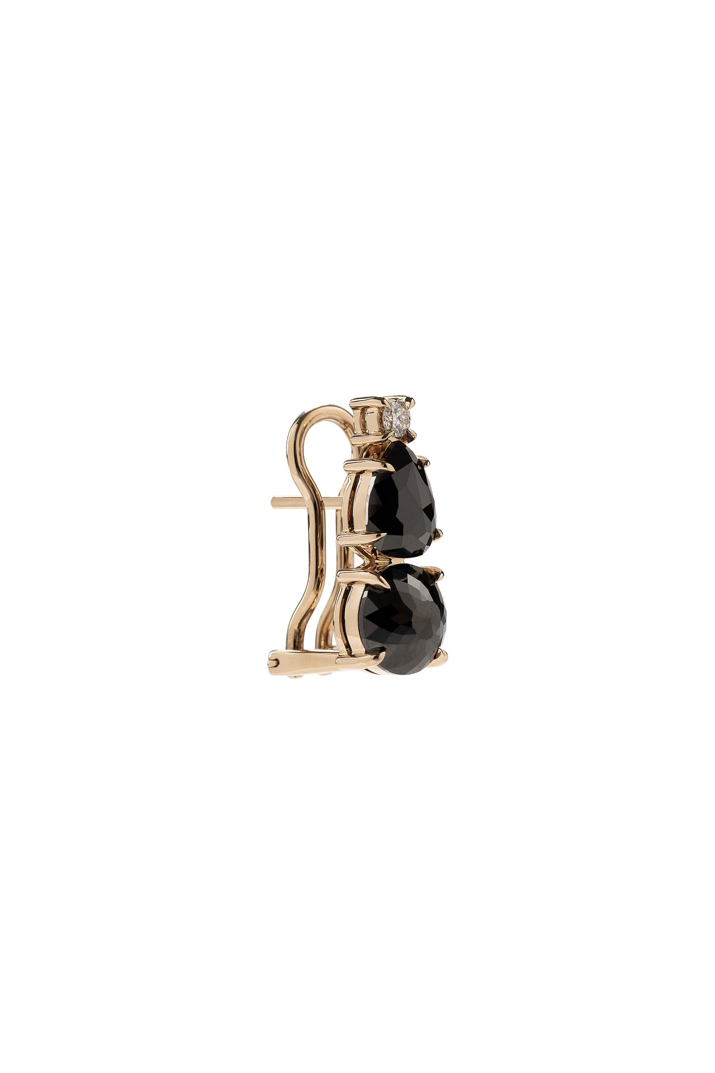Brincos de diamantes negros com diamantes brancos em ouro 18k branco