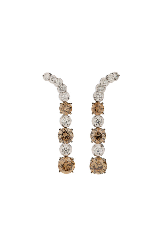 Brincos de diamantes fancy brownish yellow com diamantes brown e diamantes brancos