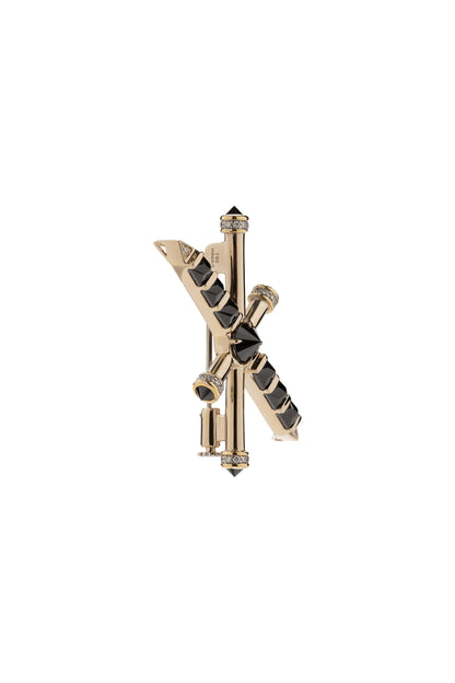 Broche ARA X MR DEAN de diamantes negros invertidos com diamantes em ouro 18k branco e amarelo.