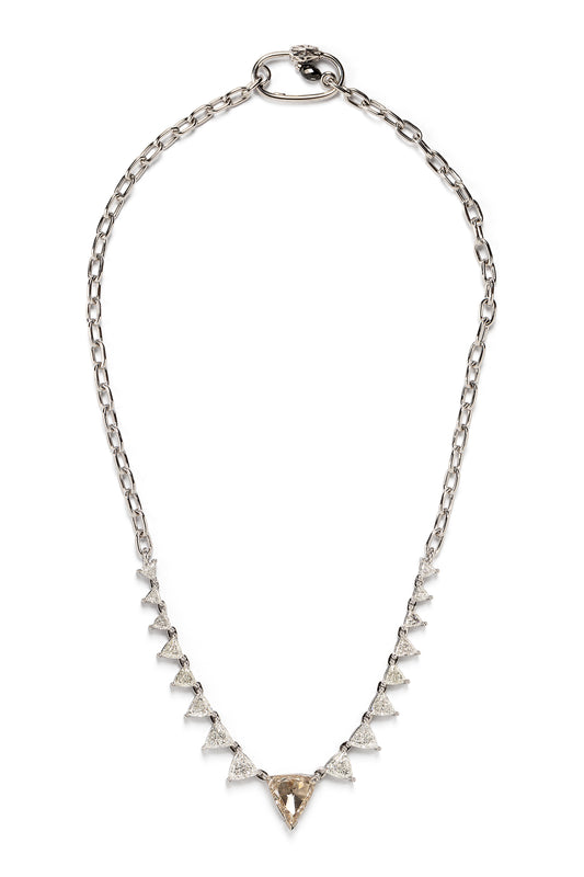 Colar River Chain de diamante very light brown com diamantes brancos