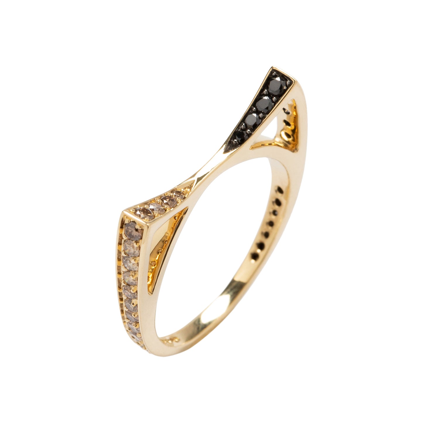 Cat ring de diamantes brown com diamantes negros