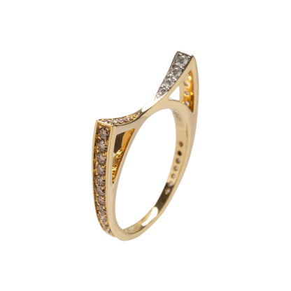 Cat ring de diamantes brown com diamantes brancos