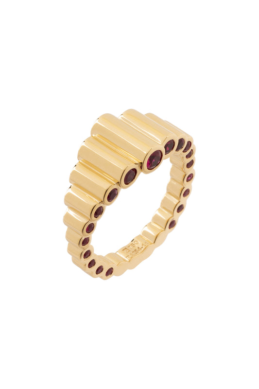 Anel Flare de Rubis em ouro 18k amarelo