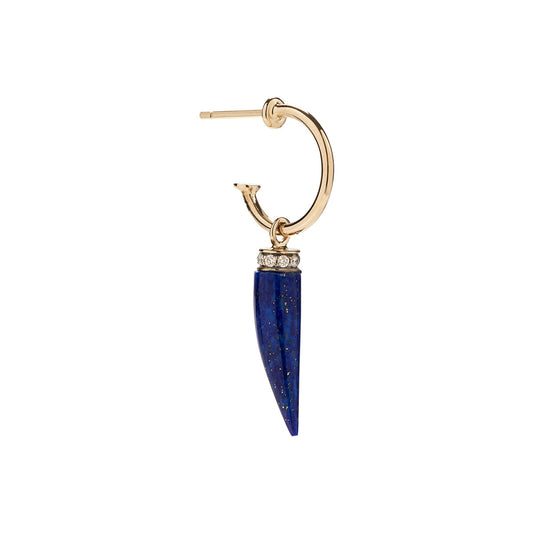 Pé de brinco Bone de lápis lazuli com diamantes brancos em ouro 18k branco