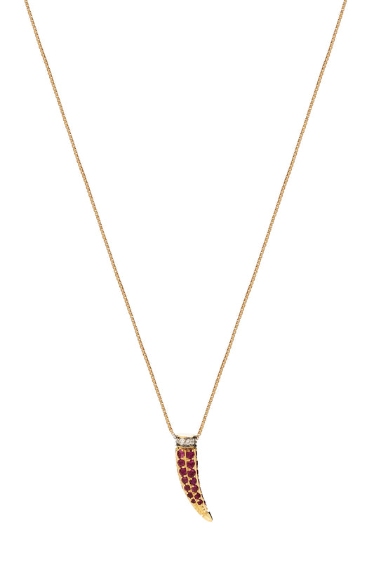 Pendente Bone de rubis com diamantes brancos